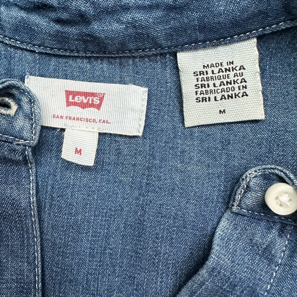Levi’s Short Sleeve Chambray Button Front Mini Shirt Dress | Women’s Medium - Picture 9 of 10